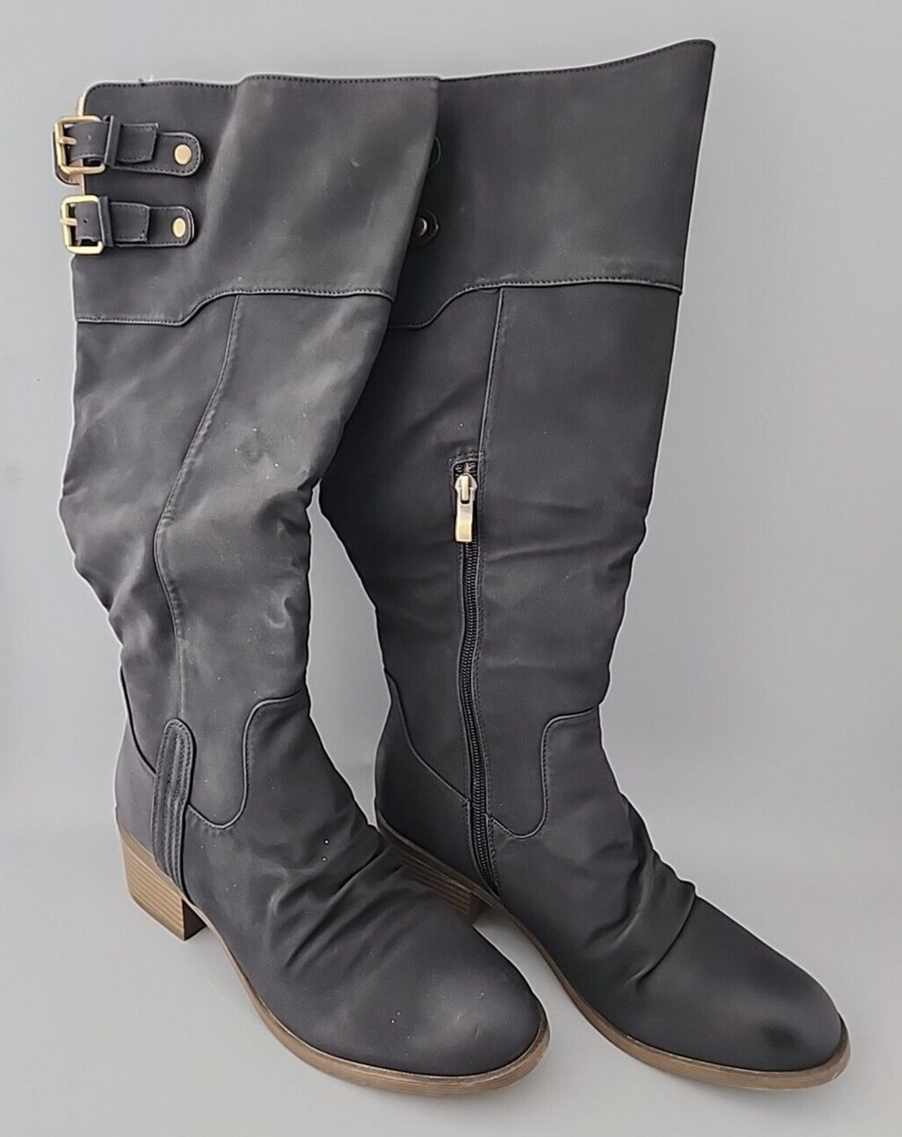 AMS Confidence-6 Black Knee-High 15" Boots Size 9 - 1.5" Heel